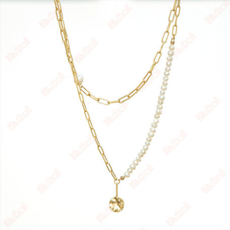 gold necklace baroque style geometric shape